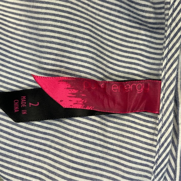 Pure Energy Blue & White Striped Tunic – Cottagecore Peasant Blouse Size 2 - Picture 8 of 9